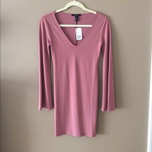 Forever 21 Mauve bell sleeved polyester mini-dress
